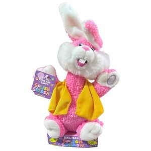 Splish Splash Singing & Dancing Sherpa Pink Bunny Vintage Easter Birthday NEW